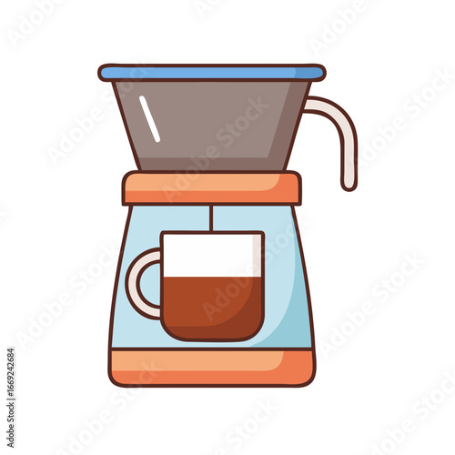 Two stylish coffee makers brewing fresh coffee into cups