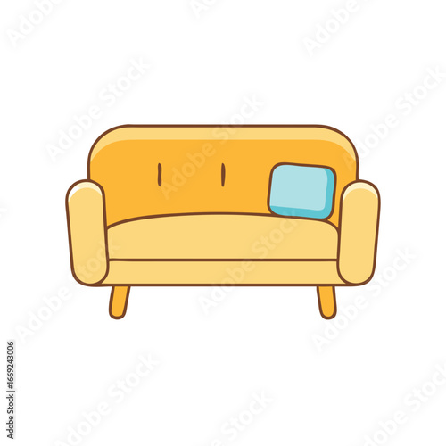 Three distinct flat design sofas in vibrant colors for modern interior decor