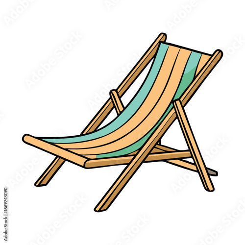 Colorful striped beach chair against white background ready for relaxing and vacation