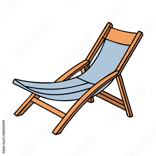 Illustration of a classic beach deck chair, perfect for relaxation