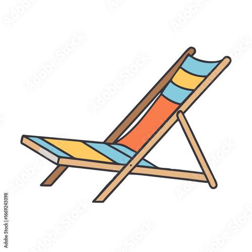 Relaxing on a Stylish Striped Beach Chair, Summer Vacation Getaway Concept