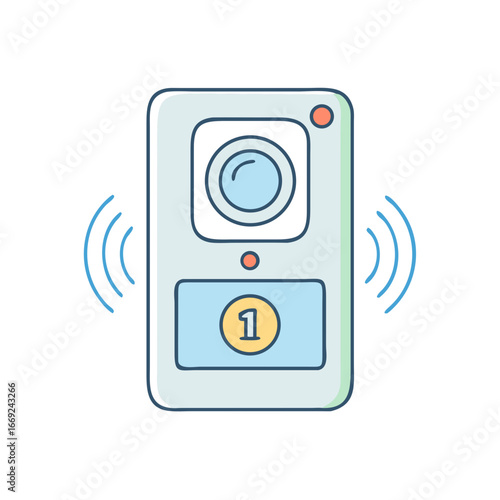 Modern wireless doorbell and intercom system connecting smart home security devices
