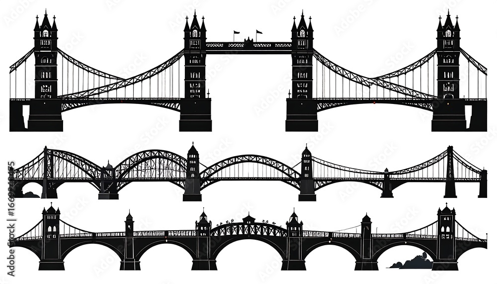 Obraz premium London Bridge Silhouettes, Various Views, Collection