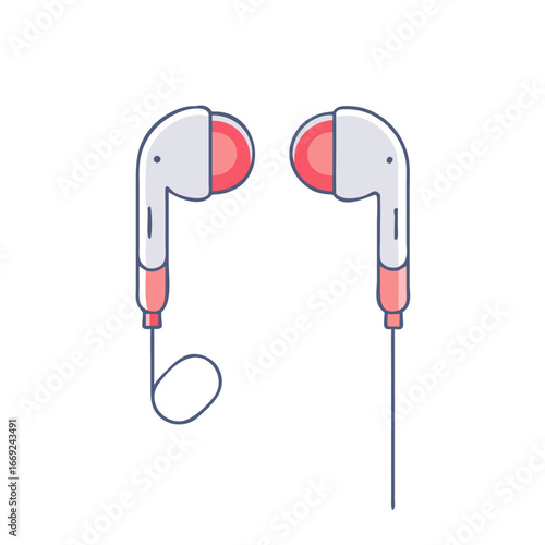 A vibrant collection featuring three pairs of classic wired in-ear headphones in distinct colors