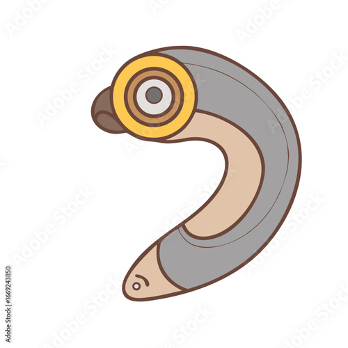 Five detailed close-up images of lamprey anatomy and features