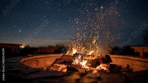 Campfire night sky sparks