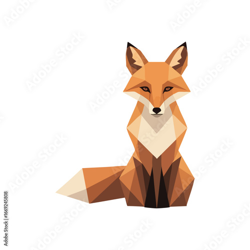 Modern Geometric Fox. A minimalist polygonal depiction of a vixen. This digital illustration embodies the spirit of shrewdness and wilderness.