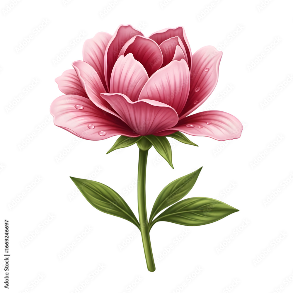 Obraz premium Stunning pink peony flower with delicate details and water droplets, perfect for elegant design