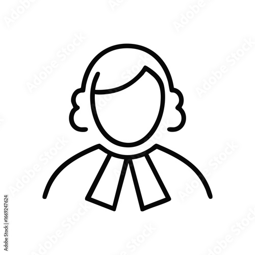 Legal Professional Justice Icon. Minimalist avatar depicting a law specialist. Represents court, advocacy, and equity, ideal for digital interfaces or government projects.