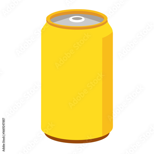 Yellow can of soda vector on white background.