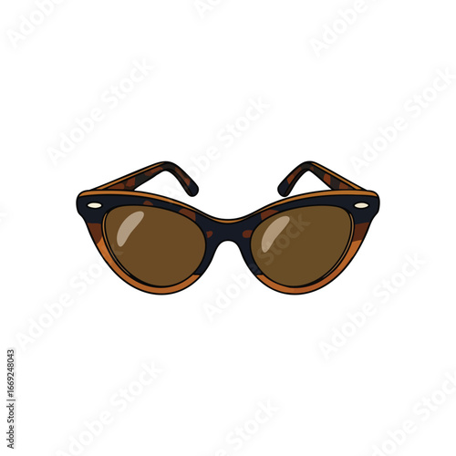 Retro Style Cateye Sunglasses. Chic vintage eyewear with a distinctive tortoise shell pattern and brown lenses. A fashionable accessory symbolizing timeless elegance and eye protection.