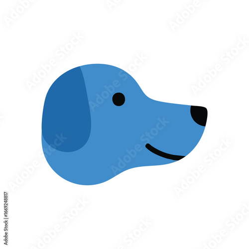Friendly Blue Dog Head Icon. A minimalist azure canine portrait. Ideal for digital media, veterinary services, or children's branding. Symbolizes loyalty and pleasant companionship.