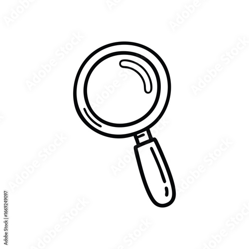 Magnifying Glass Search Icon. This crisp graphic tool signifies discovery, knowledge, and detailed exploration. Ideal for illustrating focus and clear solutions.