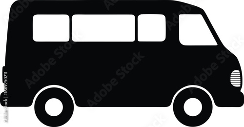 Vector black silhouette van icon