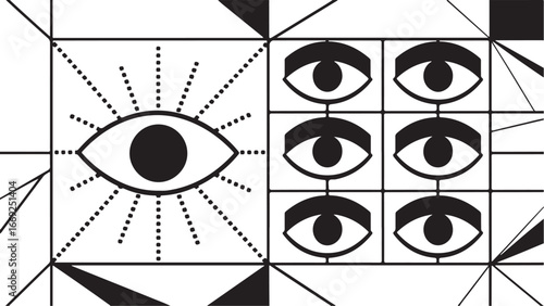 Eye icon in flat line set. Eyesight symbol vector for apps or website. Retina, cornea scan eye icons. Simple eyes silhouette see view vision sight look sign isolated on transparent background