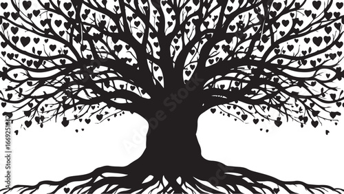 tree silhouettes of various trees on white background