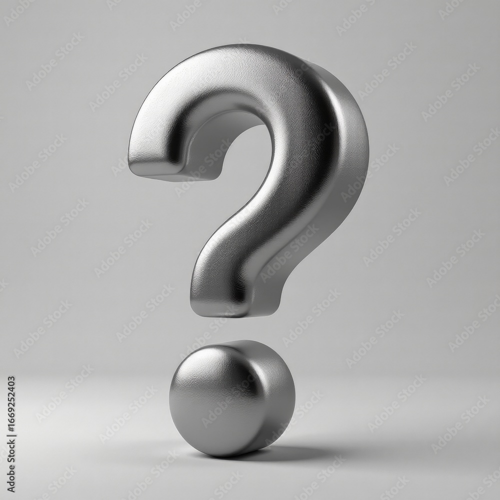 Naklejka premium Metallic Question Mark Light Background