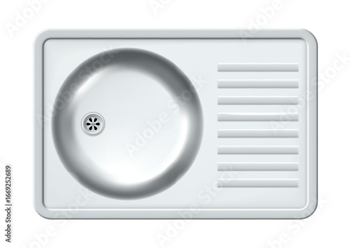 Stainless steel sink from a top view showcasing smooth surface and sleek design ideal for modern kitchens