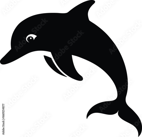 Black dolphin icon vector