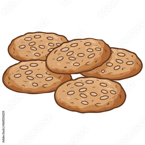 National Oatmeal Cookie Day sweet oat cookies vector illustration on white background