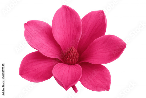 Pink magnolia flower blossom blooming, soft petal layers revealing intricate floral texture against transparent isolated background
