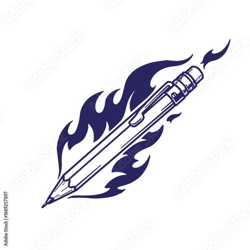 Burning pencil concept representing creativity and the power of ideas in education and design