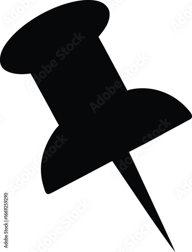 Black push pin vector icon