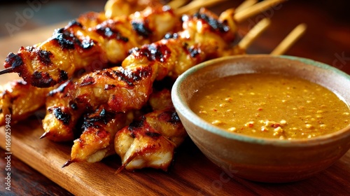 Grilled chicken satay with peanut sauce