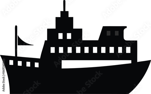 Black silhouette of a ferry boat vector