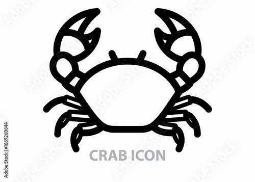 Vector line art of a Crab. The style is minimalist and clean. 