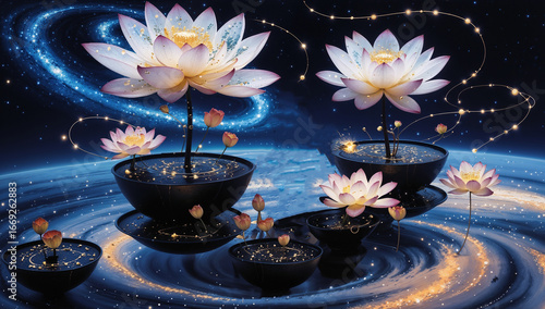 Celestial ink garden glows with cosmic charm—fluid forms, soft light, and dreamy visual magic.