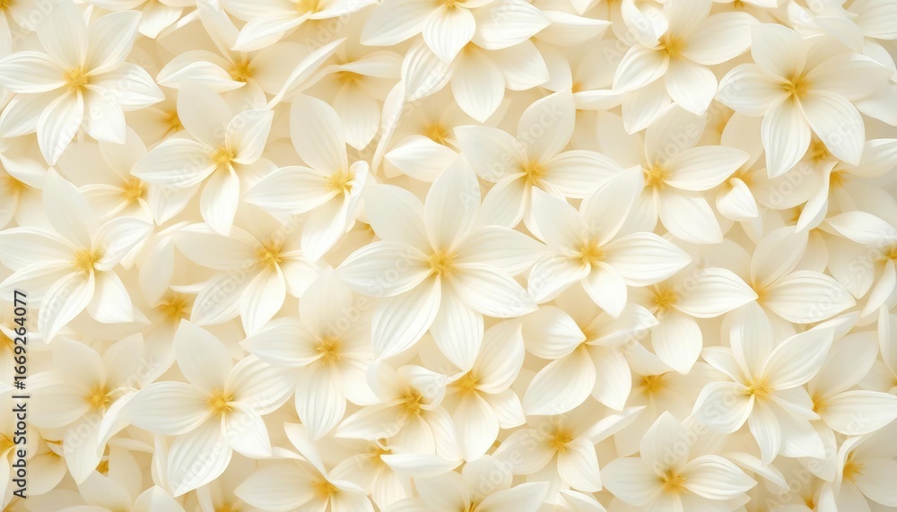 Obraz premium Delicate white flower petals forming a seamless repeating pattern on a pristine background, botanical, white flower design