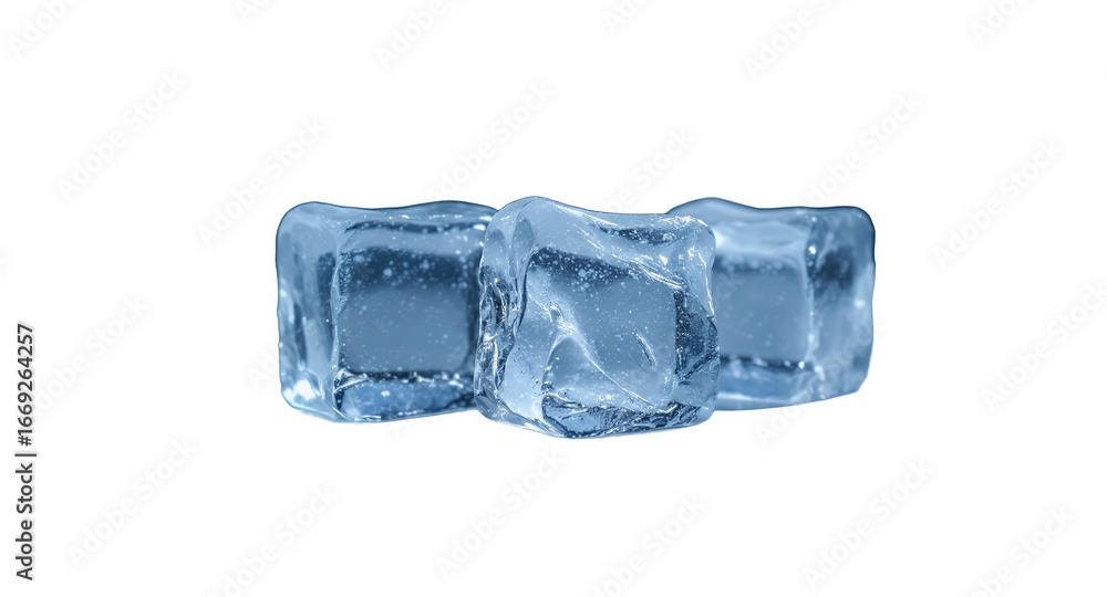 Obraz premium Melting Ice Cubes on Reflective Surface with Dark Background