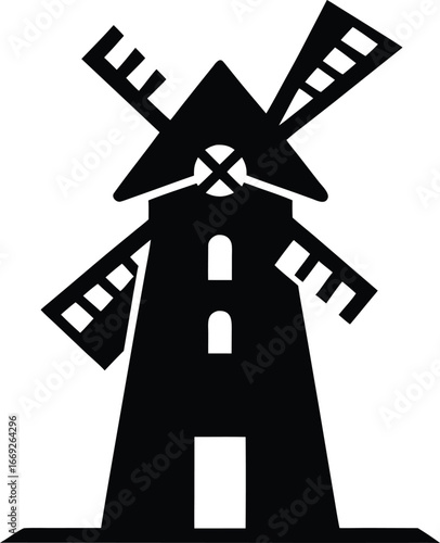 Black windmill icon vector