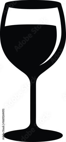 Black wine glass icon vector