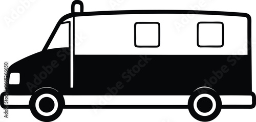 Vector black and white delivery van icon