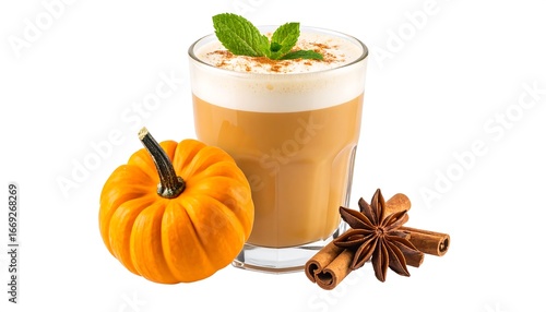 Pumpkin Spice Latte Drink, Autumn Setting
