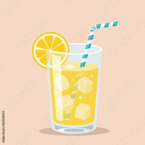Lemonade with Ice and Straw