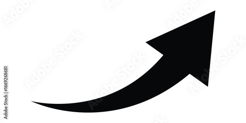 Green arrow pointing upwards and to the right with a curved tail