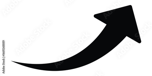 Green curved upward arrow isolated on transparent background