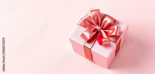 Wallpaper Mural Elegant gift box with satin ribbon on pastel background, conveying joy and anticipation,  festive,  surprise Torontodigital.ca