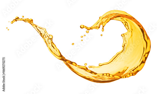 Splash of Golden Liquid in Motion on a Light Background
