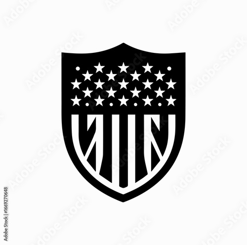Stars and Stripes Shield Silhouette – Patriotism and National Pride Symbol Vector