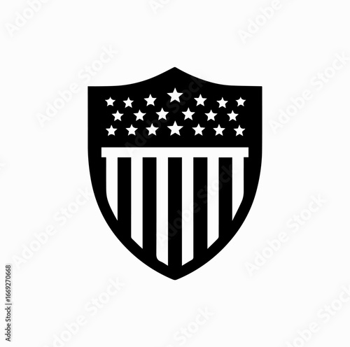 Stars and Stripes Shield Silhouette – Patriotism and National Pride Symbol Vector