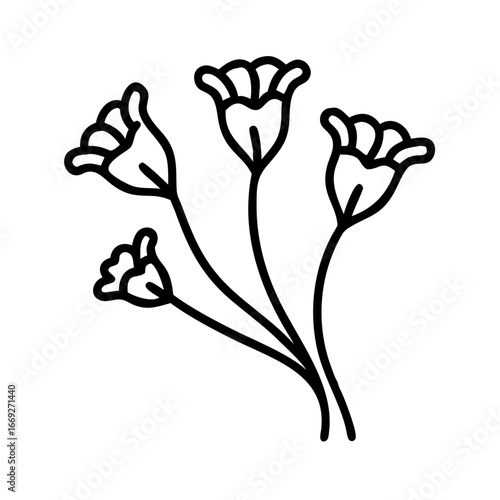 Dried flowers illustration with line art design for crafts