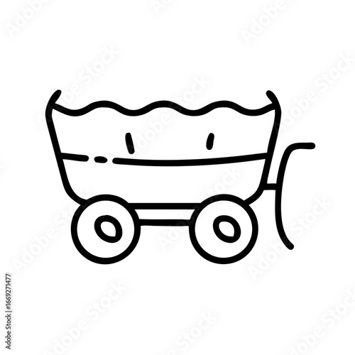 Outline of a hayride wagon with wheels and handle  