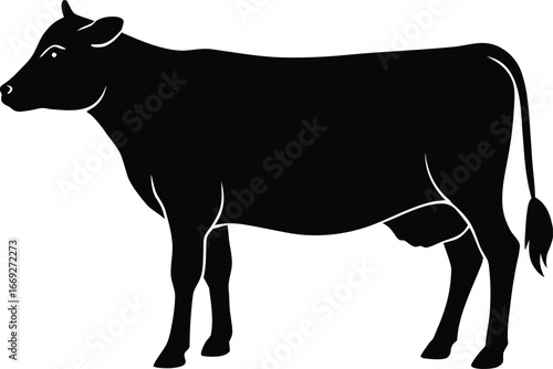 silhouette of a cow