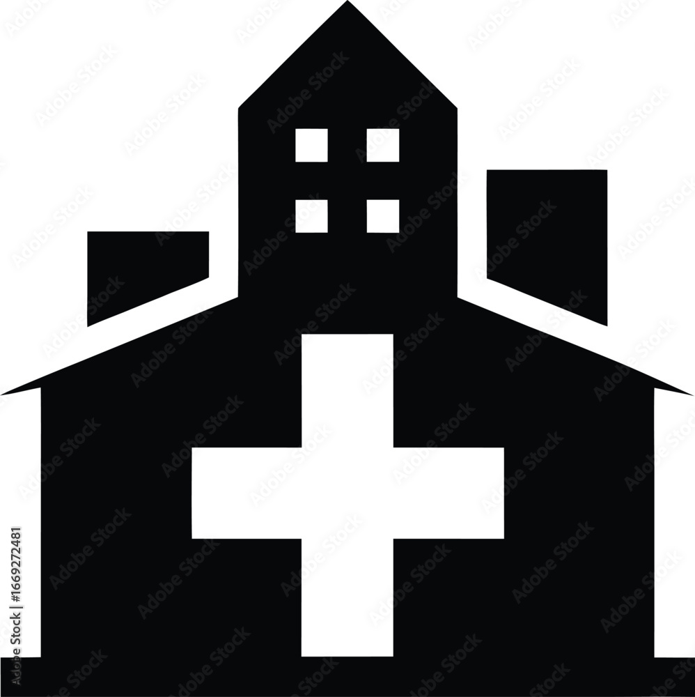 Obraz premium Hospital silhouette vector