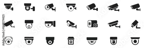 Security Camera Icons CCTV Surveillance System Vector Graphics