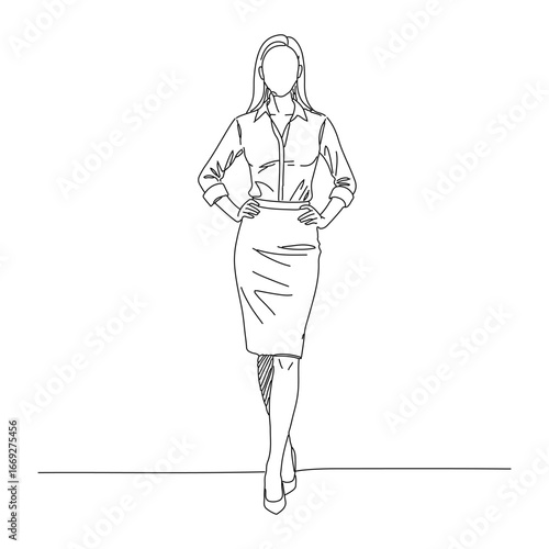 Illustration of woman sketch drawing figure pencil art design style line art 